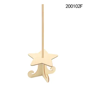 Detailed macro view of the star-shaped wooden donut holder stand for party events