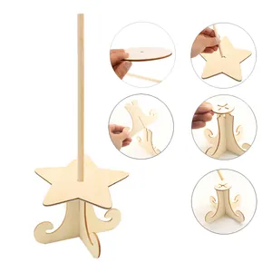 Assembly instructions for star-shaped wooden donut display stand in natural finish