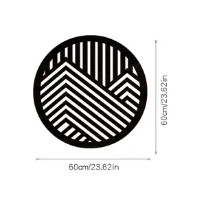 Vista detallada de la decoración de pared de madera geométrica, 60 cm de diámetro