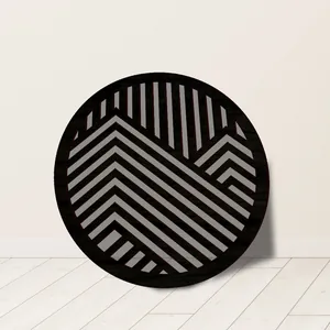 Decoración de pared redonda de madera hueca con diseño geométrico de montaña para el hogar