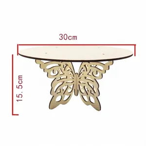 Soporte de madera redondo para tartas con base de mariposa para bodas y fiestas