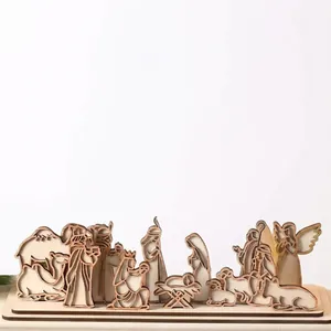 Presepe artigianale in legno Decorazione natalizia per interni religiosi e festosi