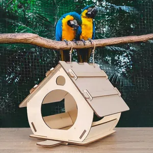 Houten Hangend Vogelhuisje Tuindecoratie Buiten Nestkast Natuurlijk Houten Vogelhuis Voor Kleine Vogels Papegaaien Nest