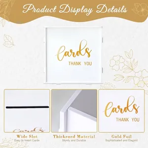 Elegant white wedding card box with gold foil THANK YOU lettering for ceremony gift cards
