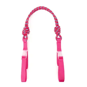 Pink braided nylon shoulder strap extension with buckle for eco-friendly shopping bags