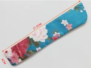 Μεταξωτή θήκη βεντάλιας με λουλούδια 21.5x4cm για αποθήκευση βεντάλιας