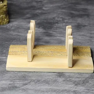 Soporte de madera natural para abanicos plegables para decoración de escritorio
