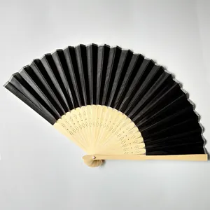 Chinese Style Bamboo Silk Folding Fan Blank Solid Color Handheld Fan For Wedding Party Home Decoration Vintage Hand Fan
