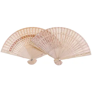 Abanico Plegable de Madera de Schima Superba Estilo Chino Abanico de Mano Calado Patrón Girasol para Boda Verano Regalo