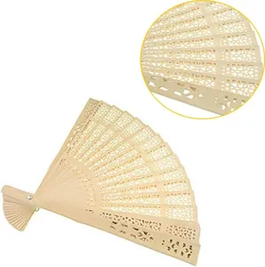 Abanico Plegable de Madera Vintage Chino Abanico de Mano de Madera Natural Schima Superba Patrón Floral Girasol Para Decoración de Boda