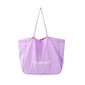 Minimalist lavender Korean style large capacity tote bag with shoulder straps for daily use