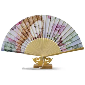 Elegant folding fan featuring European classic painting and natural bamboo ribs design