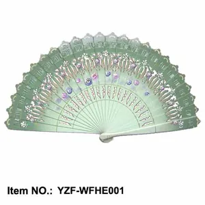 Abanico Plegable Español de Madera Pintado a Mano por Ambos Lados para Danza Boda Decoración del Hogar Patrón Floral