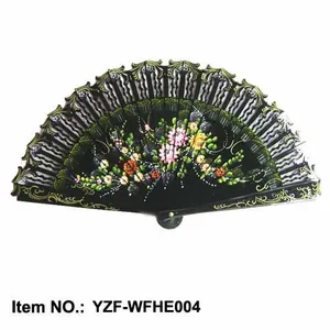 Abanico español elegante con pintura floral colorida para danza tradicional española