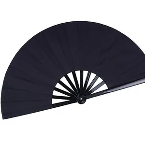 Professional pure black folding Kung Fu fan for martial arts and tai chi practice 33cm