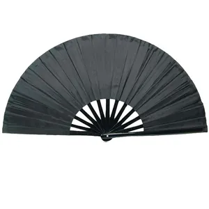 Large 33cm traditional black bamboo Kung Fu folding fan for martial arts and performances