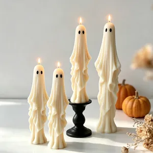 Halloween Ghost Silicone Mold DIY Scented Candle Plaster Ornament Casting Mold Handmade 3D Draped Fabric Ghost Resin Mold For Festival Home Party Decoration
