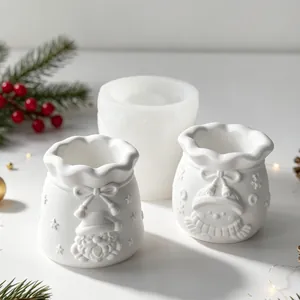 Christmas Santa Claus Lucky Bag Lucky Pouch Silicone Mold For DIY Plaster Vase Aromatherapy Cup Gift Bag Wax Mold