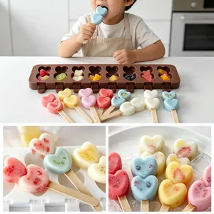 8 Cavity Silicone Ice Pop Mold Heart Christmas Tree Shape DIY Popsicle Maker For Homemade Ice Cream Sorbet Kitchen Tools