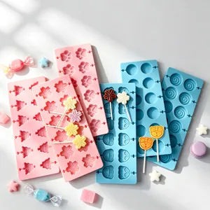 Silicone Lollipop Mold DIY Handmade Chocolate Candy Mold Cartoon Sakura Cat Paw Bear Shape Cake Decorating Baking Tools