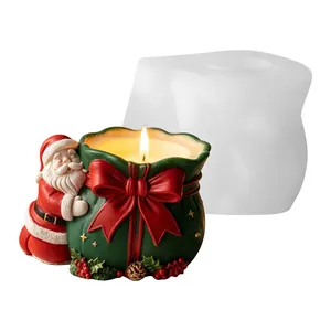 Moule en silicone sac cadeau Père Noël pour bougies parfumées DIY et décor en plâtre
