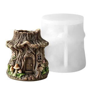 Detailed treehouse silicone mold for DIY resin plaster aromatherapy candle ornament