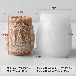 Christmas gift bag silicone mold and finished candle with dimensions 7x7.5x7.8cm