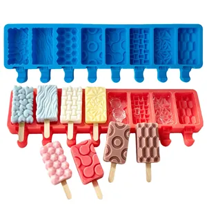 Professional 8-cavity food grade silicone popsicle mold for DIY geometric ice cream bars
