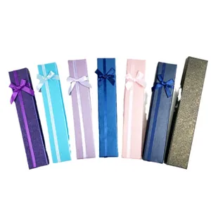 Coffrets cadeaux élégants pour bijoux longs avec nœuds en ruban en sept couleurs assorties