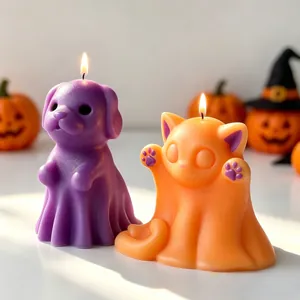 Stampo in Silicone per Animali Fantasma di Halloween Gatto Cane Fai da Te Candela Profumata Gesso Resina Stampo Decorazione per Pasticceria