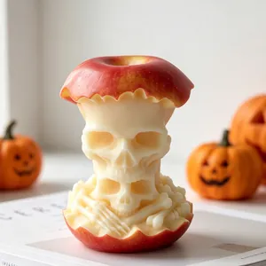 Détail de moule en silicone de pomme crâne pour bougies parfumées d'Halloween décor
