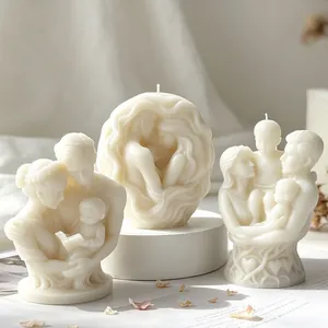 Family Portrait Silicone Candle Mold Father Mother Child Human Body Sculpture Plaster Ornament DIY Crafting Silicone Mold