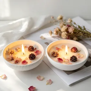 Detailed look at DIY aromatherapy candles inside handmade round resin bowls