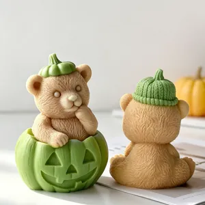 Detailed texture of DIY Halloween pumpkin bear candle mold for aromatherapy plaster