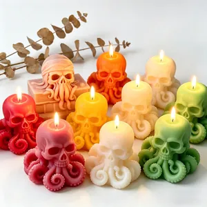 Oktopus Totenkopf Silikonform Für Halloween DIY Duftkerze Gips Ornament Gotisch Schreibtisch Dekoration Gussform
