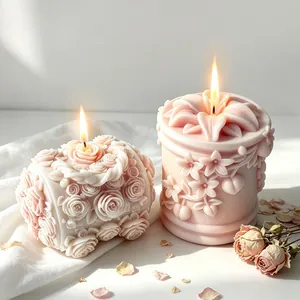 Stampo in Silicone Fai da Te a Forma di Borsa con Rilievo Floreale Candela Sapone Rosa Giglio Strumento per Fusione in Resina