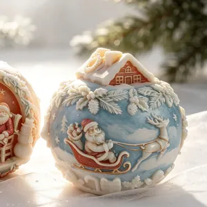 Tallas detalladas en 3D de Papá Noel y renos en un molde para velas de Navidad de DIY