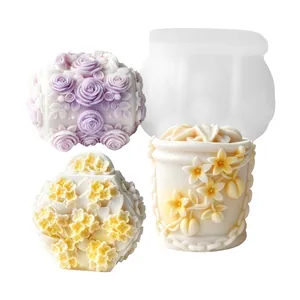 Stampo in silicone per borse con fiori in rilievo per candele e saponi fatti a mano