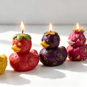 Creative Fruit Duck Shape Silicone Mold For Aromatherapy Candle Soap Making DIY 3D Pineapple Strawberry Duck Cake Baking Mold Craft Tool