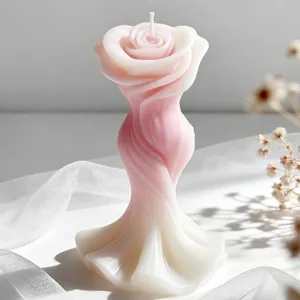 Molde de Silicona con Curva de Rosa para Vela de Aromaterapia DIY Flor Piedra Yeso Jabón Resina San Valentín Molde Decorativo