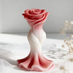 Vista macro detallada de una vela aromática de rosa rosa con una textura realista