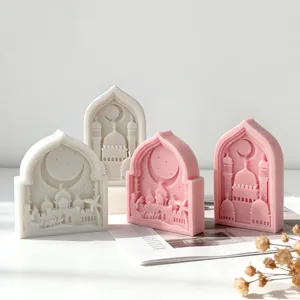 Close-up detail of moon and mosque relief patterns on high-quality silicone candle molds