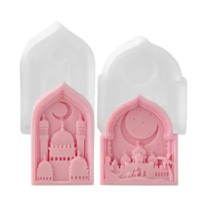 Crescent moon and mosque relief silicone molds for DIY scented candles and plaster decor