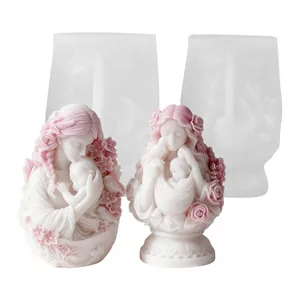 Detailed mother and baby art candle silicone mold for Mother's Day DIY aromatherapy crafts