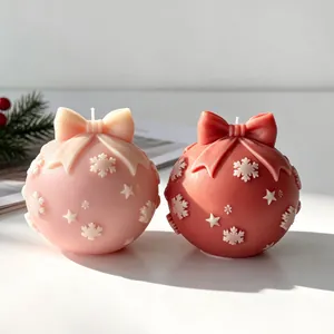 Kerstbal Siliconen Kaarsvorm Met Strik Sneeuwvlok Reliëf Ster Patroon DIY Handgemaakte Geurkaars Was Zeep Gips Vorm Feestelijke Decoratie