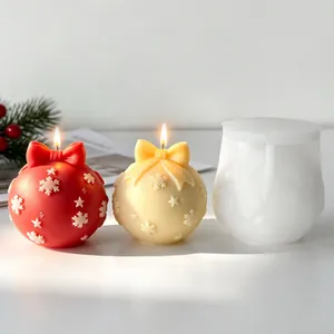Hoogwaardige DIY siliconen mal voor kerstbal kaarsen met strik en sneeuwvlok patronen