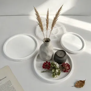 Large round silicone tray mold for DIY resin plaster cement storage trays and coasters