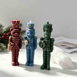 Nutcracker soldier animal candles with white silicone mold for DIY Christmas decor