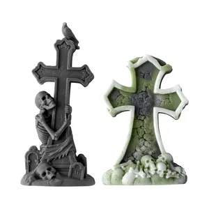 Detailed view of Halloween cross and skeleton tombstone scented plaster crafts result
