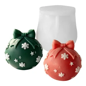 Siliconen mal voor kerstballen met strik- en sneeuwvlokdecoraties voor DIY kaarsen